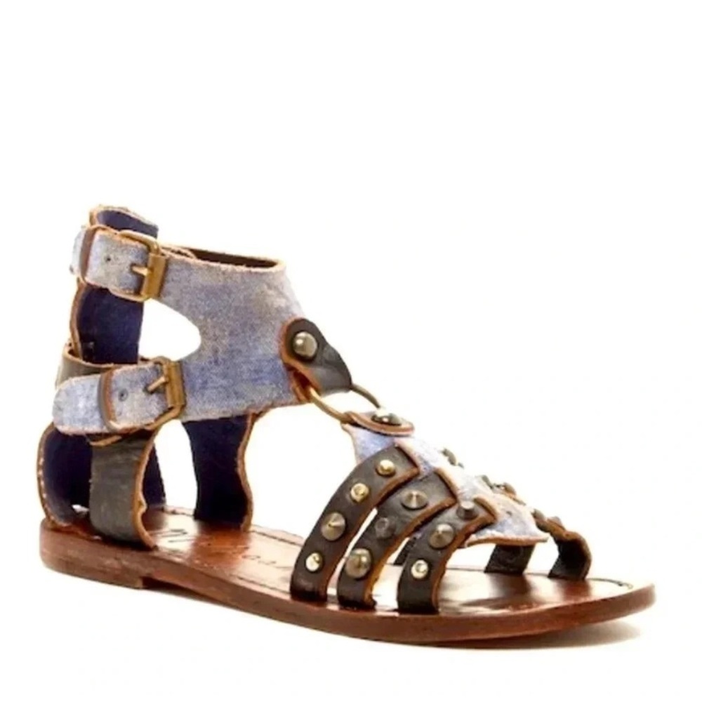 Matisse Baller Denim Gladiator Strappy Open Toe Studded Leather Sandals: 6